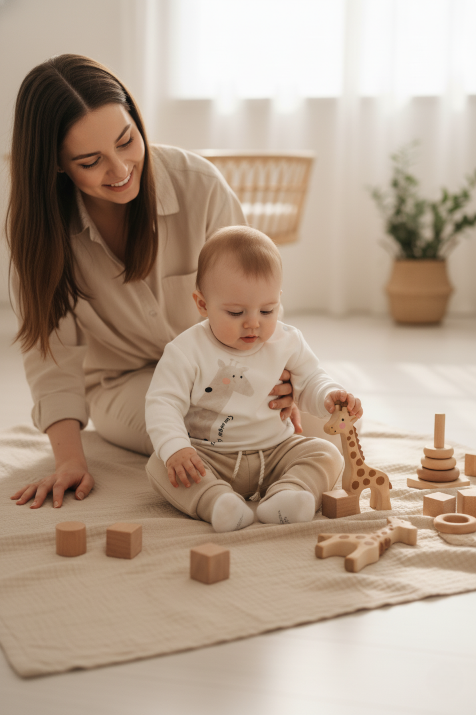 Organik Pamuk Giraffe 2’li Sweatshirt ve Pantolon Takım