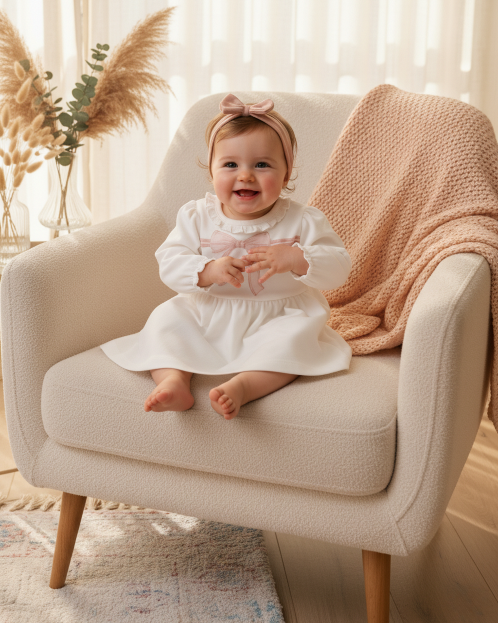 Organik Pamuk Fiyonklu Bandanalı Elbise – Bow Koleksiyonu