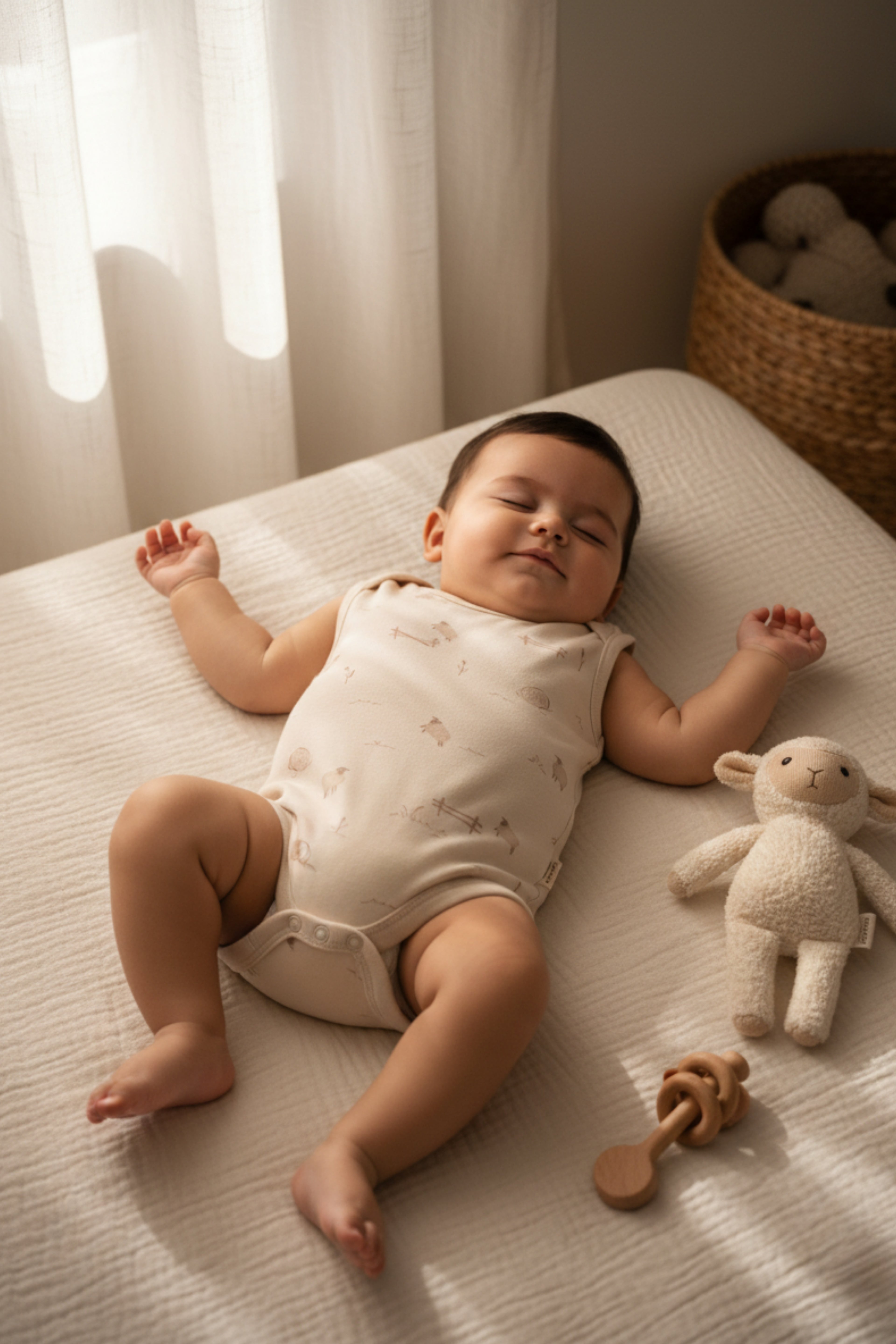 Organik Pamuk Kuzu Baskılı Kolsuz Body – Lamb Koleksiyonu