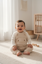 Organik Pamuk Puantiyeli Askılı Tulum – Teddy Bear Koleksiyonu