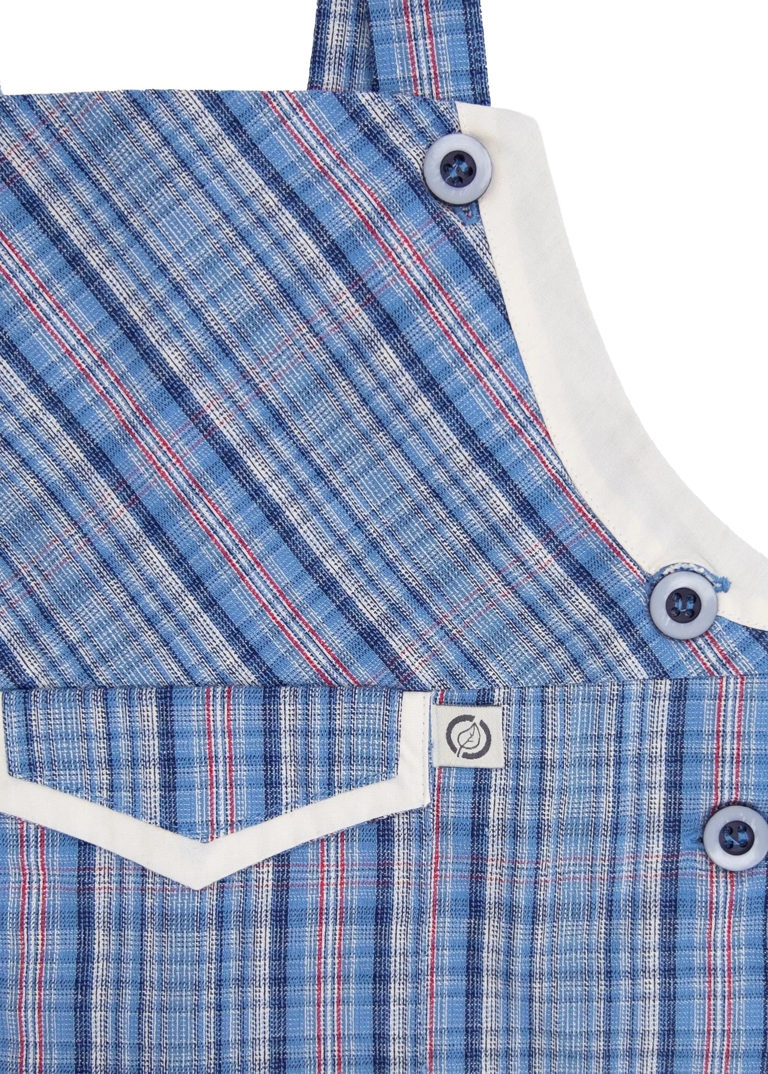 Mavi Ekose Askılı Erkek Bebek Salopet – Nostaljik Tarz, Modern Konfor