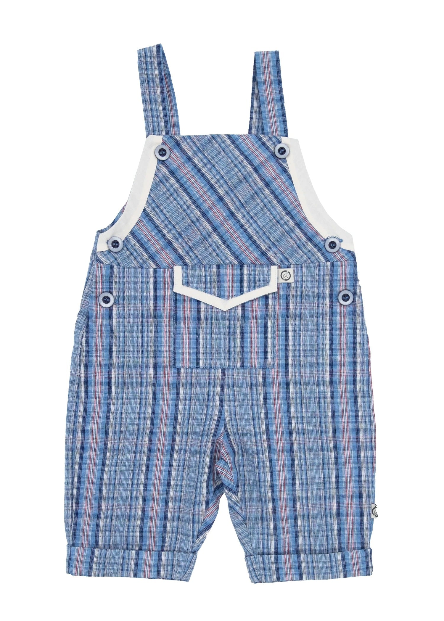 Mavi Ekose Askılı Erkek Bebek Salopet – Nostaljik Tarz, Modern Konfor