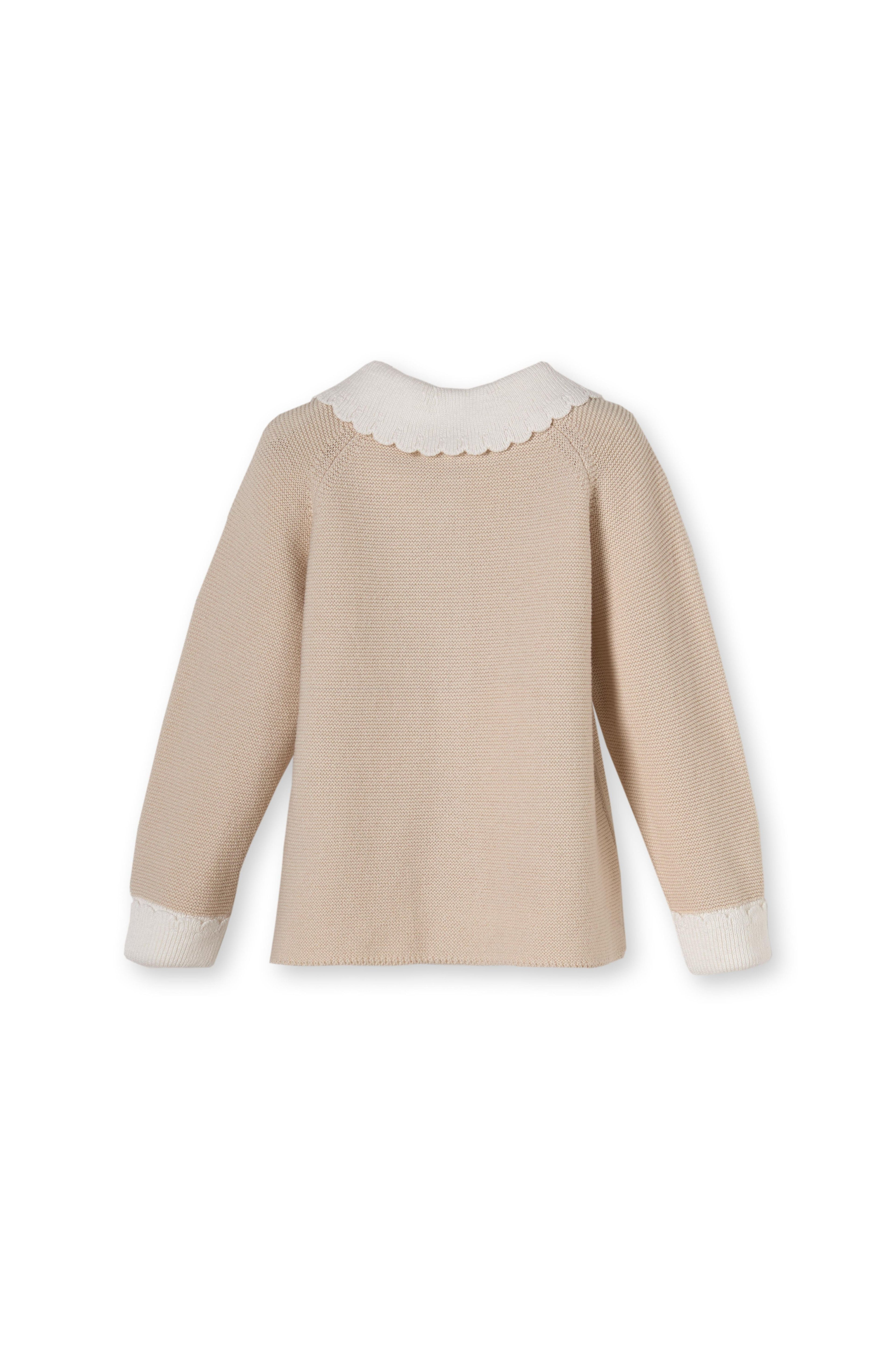 Organik Pamuk Bej Tavşan Nakışlı 3’lü Triko Bebek Takımı (Hırka, Pantolon, Battaniye)