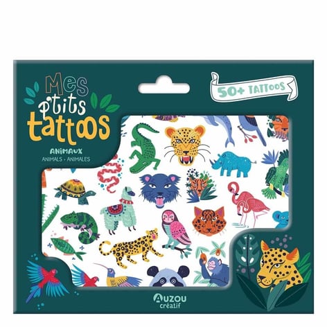Hayvan Temalı Geçici Dövme Seti – 50+ Parça | Mes P’tits Tattoos – Animaux
