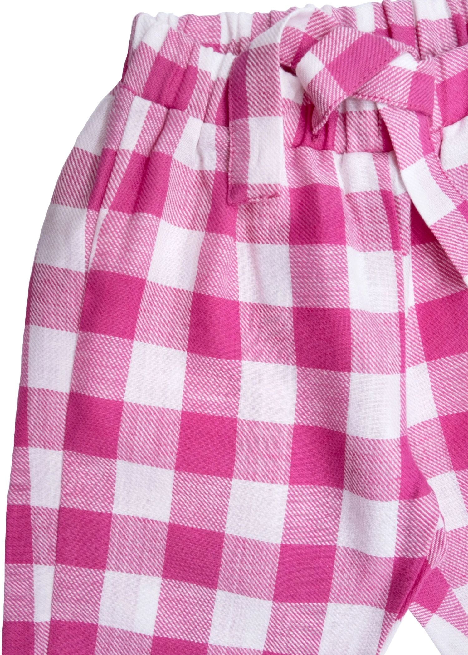 Ekose Dokuma Pembe Kız Bebek Pantolon