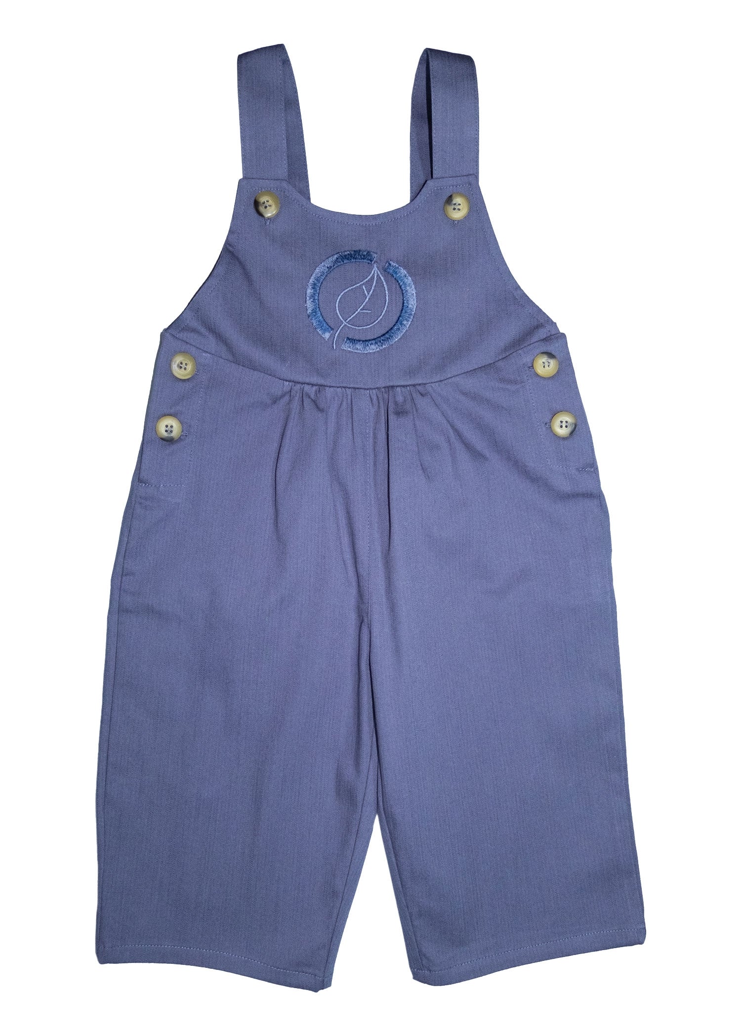 Organik pamuklu lacivert bebek salopet, yaprak nakış detaylı – Riki Baby&Kids