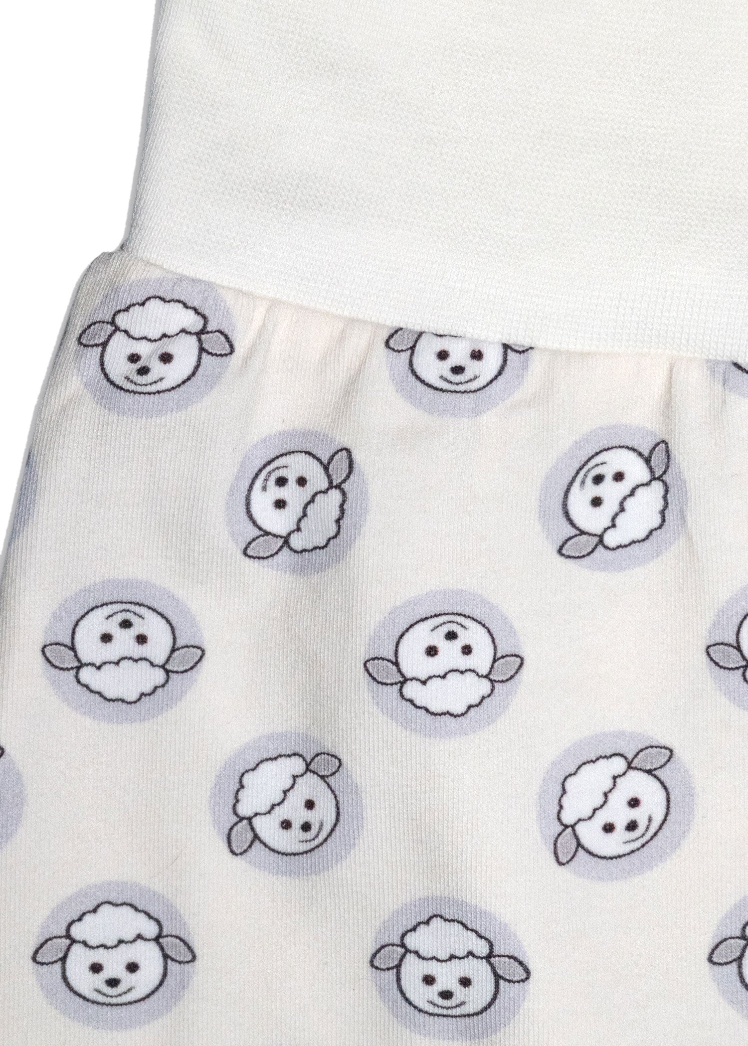 Organik Pamuk Kuzu Baskılı Ekru Unisex Bebek Alt