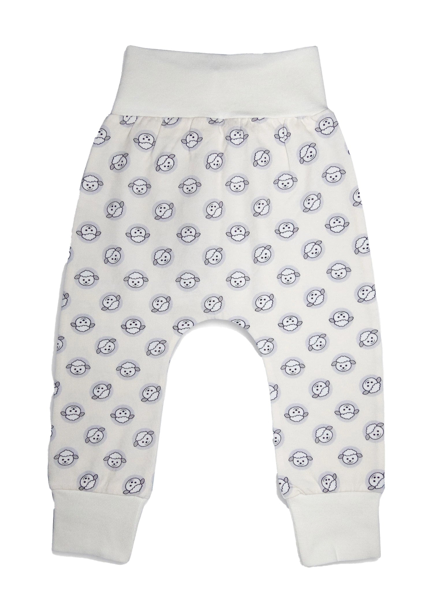 Organik Pamuk Kuzu Baskılı Ekru Unisex Bebek Alt