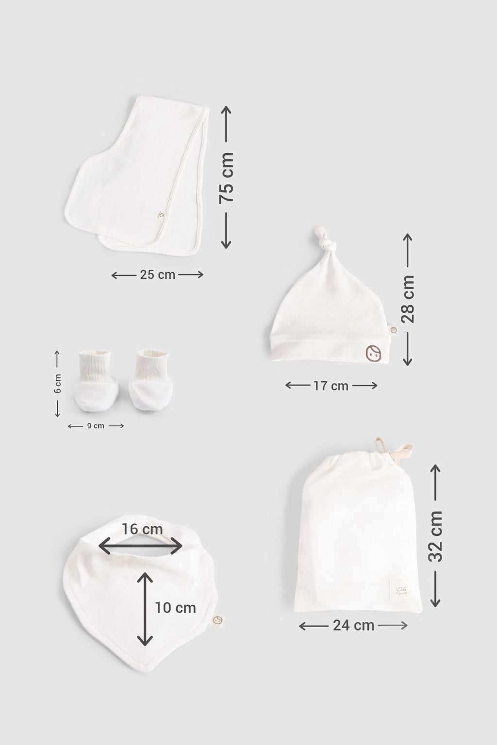 Organik Pamuk 10'lu Ekru Hastane Çıkış Seti - Riki Baby&Kids