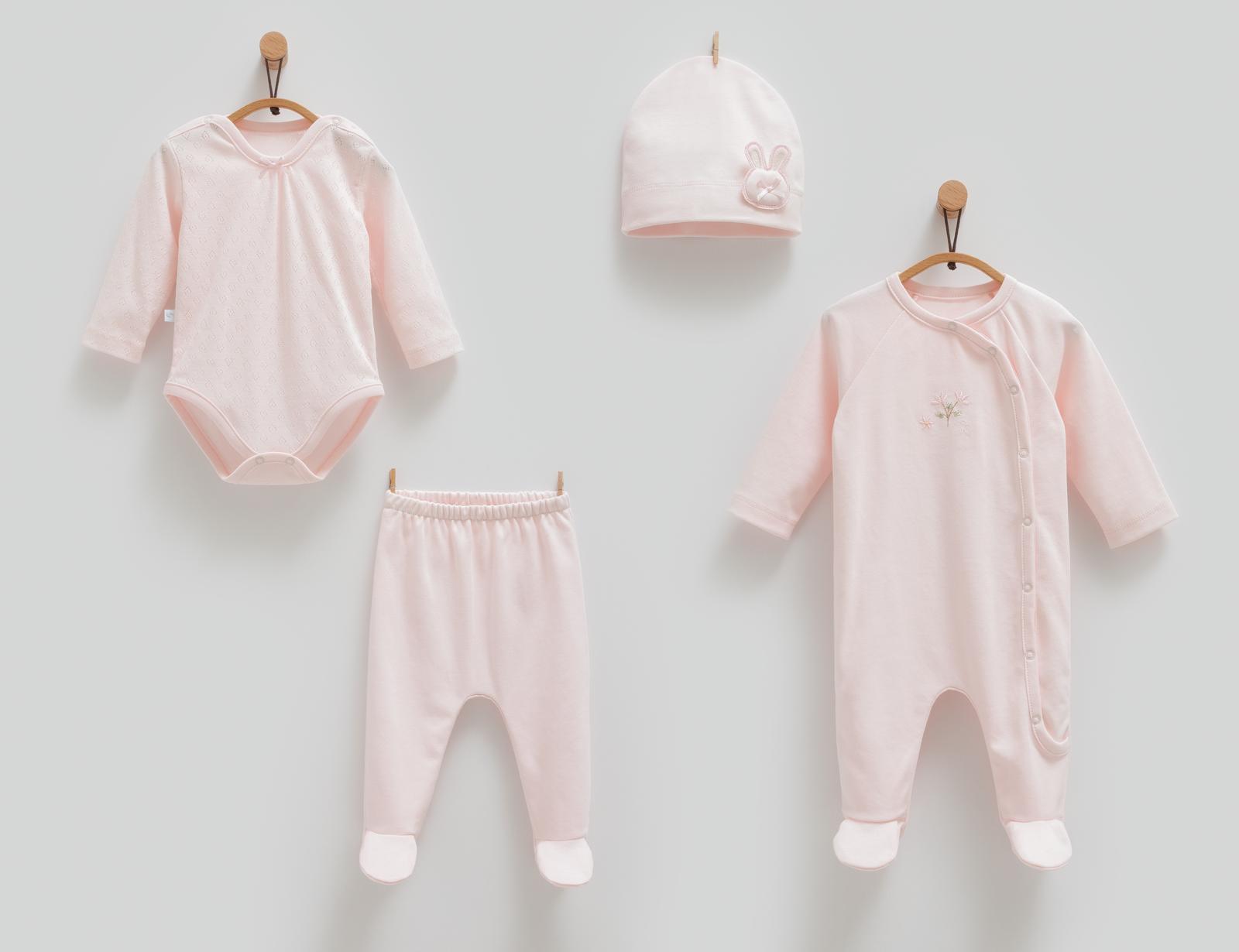 Caramell Nakış İşlemeli Pembe 4'lü Set
