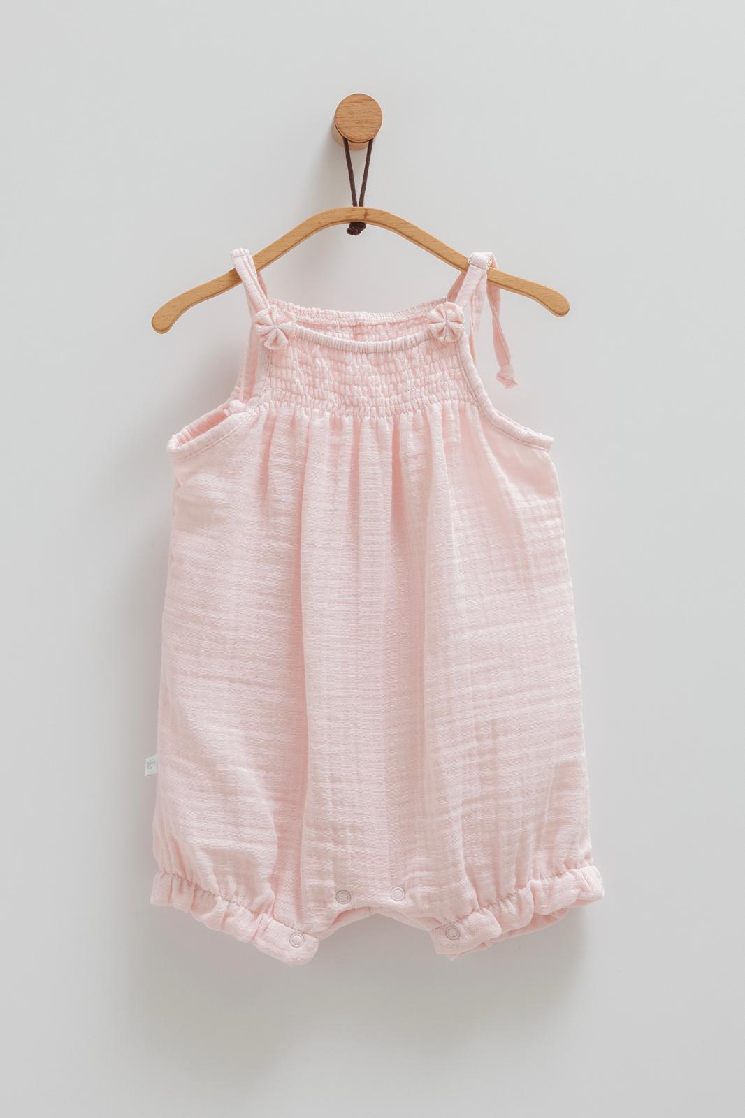 Caramell Little Girl Askılı Pembe Müslin Şort Tulum