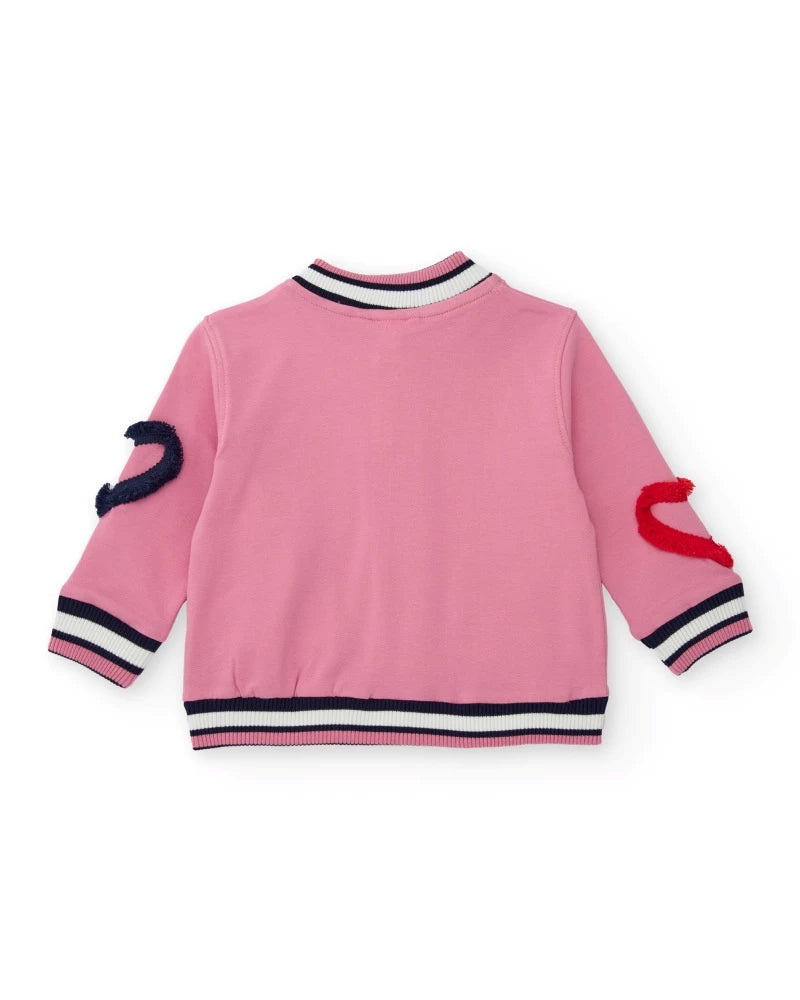Tuc Tuc Kız Çocuk Pembe Varsity Ceket – Nakış Detaylı & 3D Aplikeli