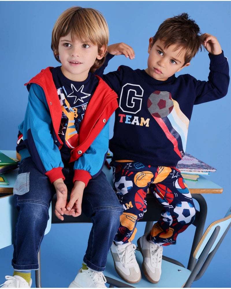 Tuc Tuc Lacivert Erkek Çocuk Takım – Sweatshirt ve Spor Desenli Pantolon