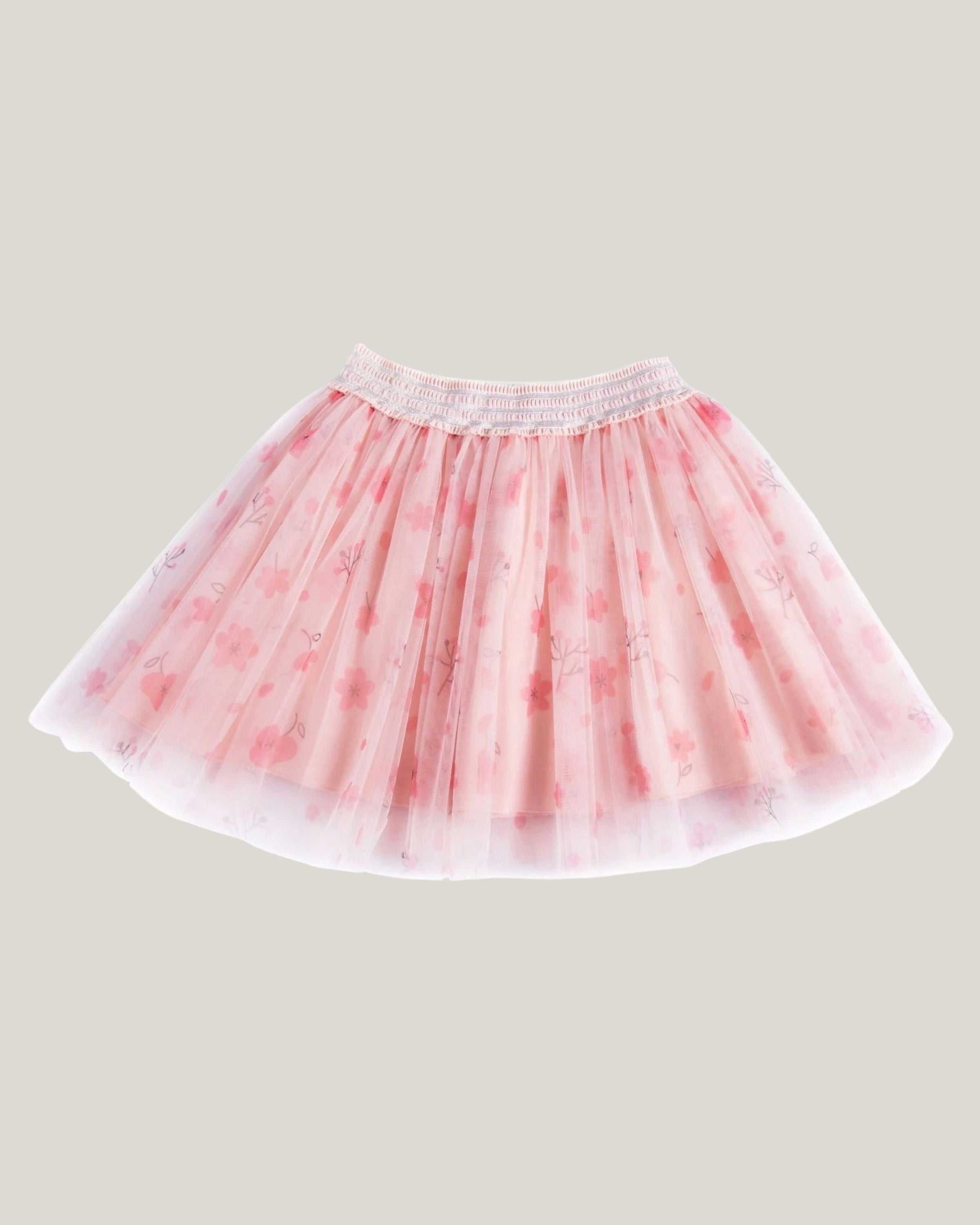 Çiçek Baskılı Pembe Kız Bebek Tütü Etek | 6-18 Ay