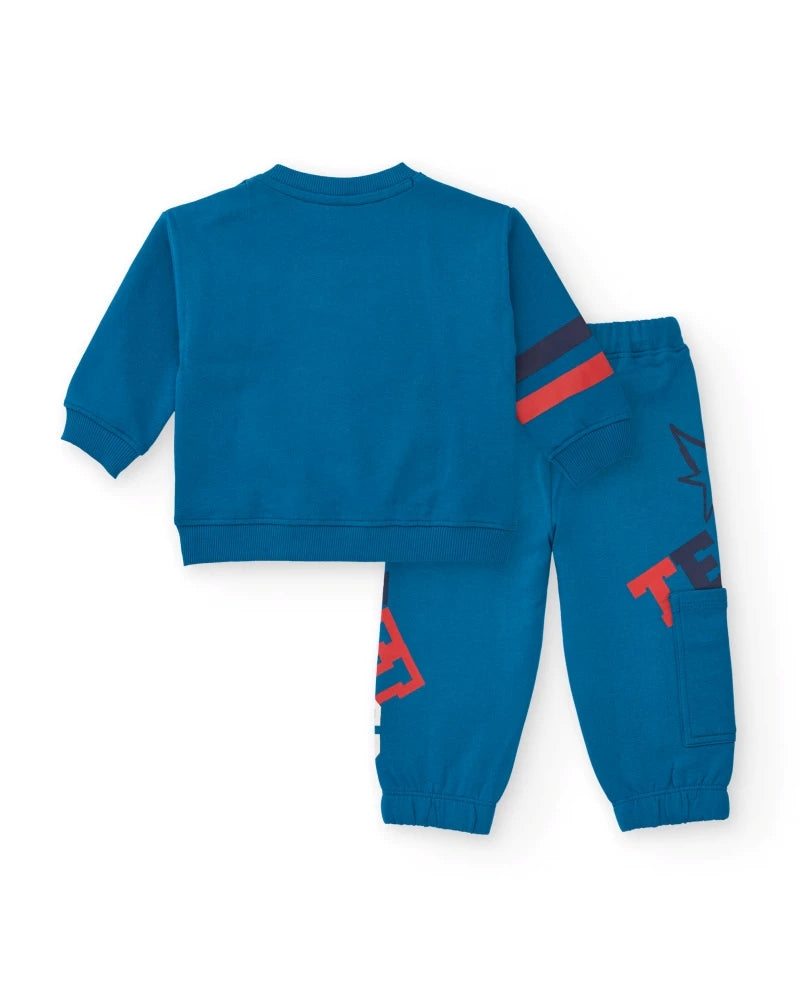 Tuc Tuc Erkek Çocuk Mavi Eşofman Takımı – Basketbol Nakışlı Sweatshirt ve Pantolon