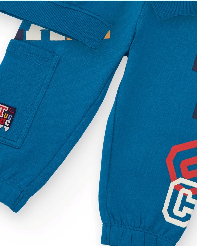 Tuc Tuc Erkek Çocuk Mavi Eşofman Takımı – Basketbol Nakışlı Sweatshirt ve Pantolon