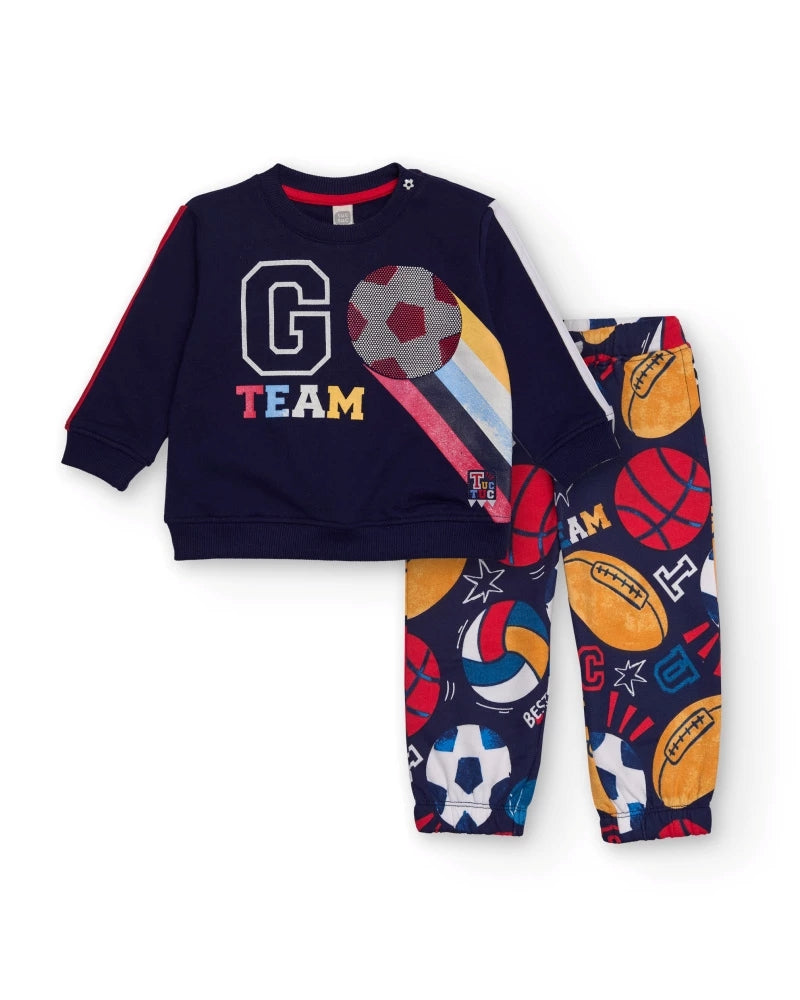 Tuc Tuc Lacivert Erkek Çocuk Takım – Sweatshirt ve Spor Desenli Pantolon