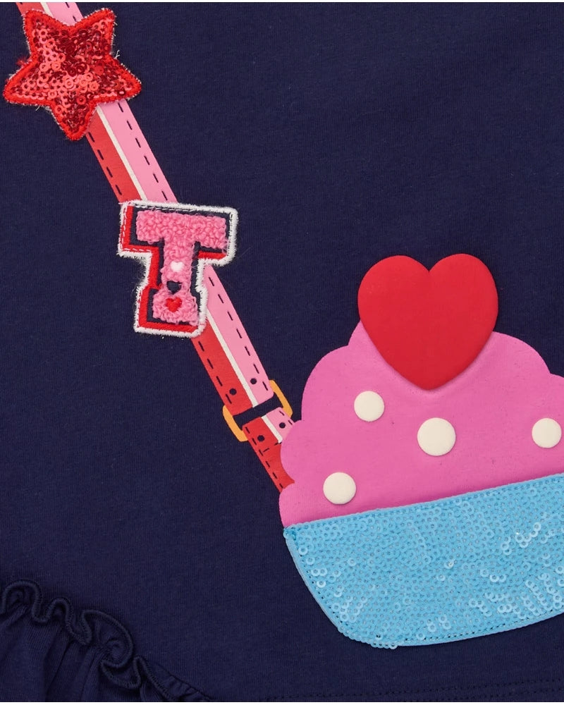 Tuc Tuc Kız Çocuk Lacivert Cupcake Desenli İkili Takım – Tişört & Renkli Tayt