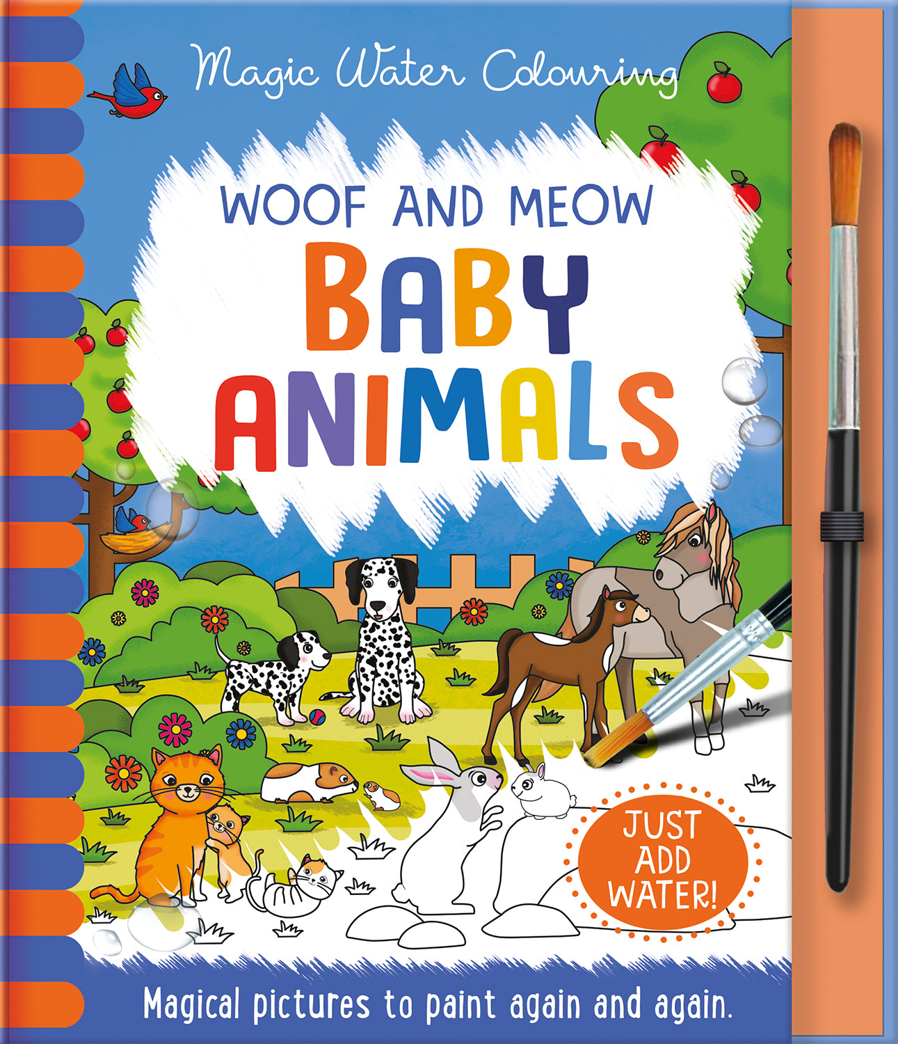 Magic Water Colouring Kitabı – Woof and Meow: Baby Animals | Yeniden Boyanabilir Büyülü Hayvan Kitabı