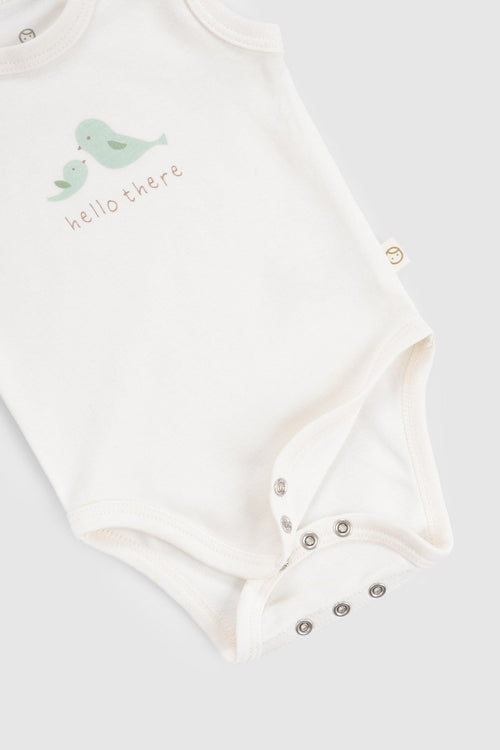 2'li Organik Pamuk Çıtçıtlı Twig Ekru Bebek Atlet Seti