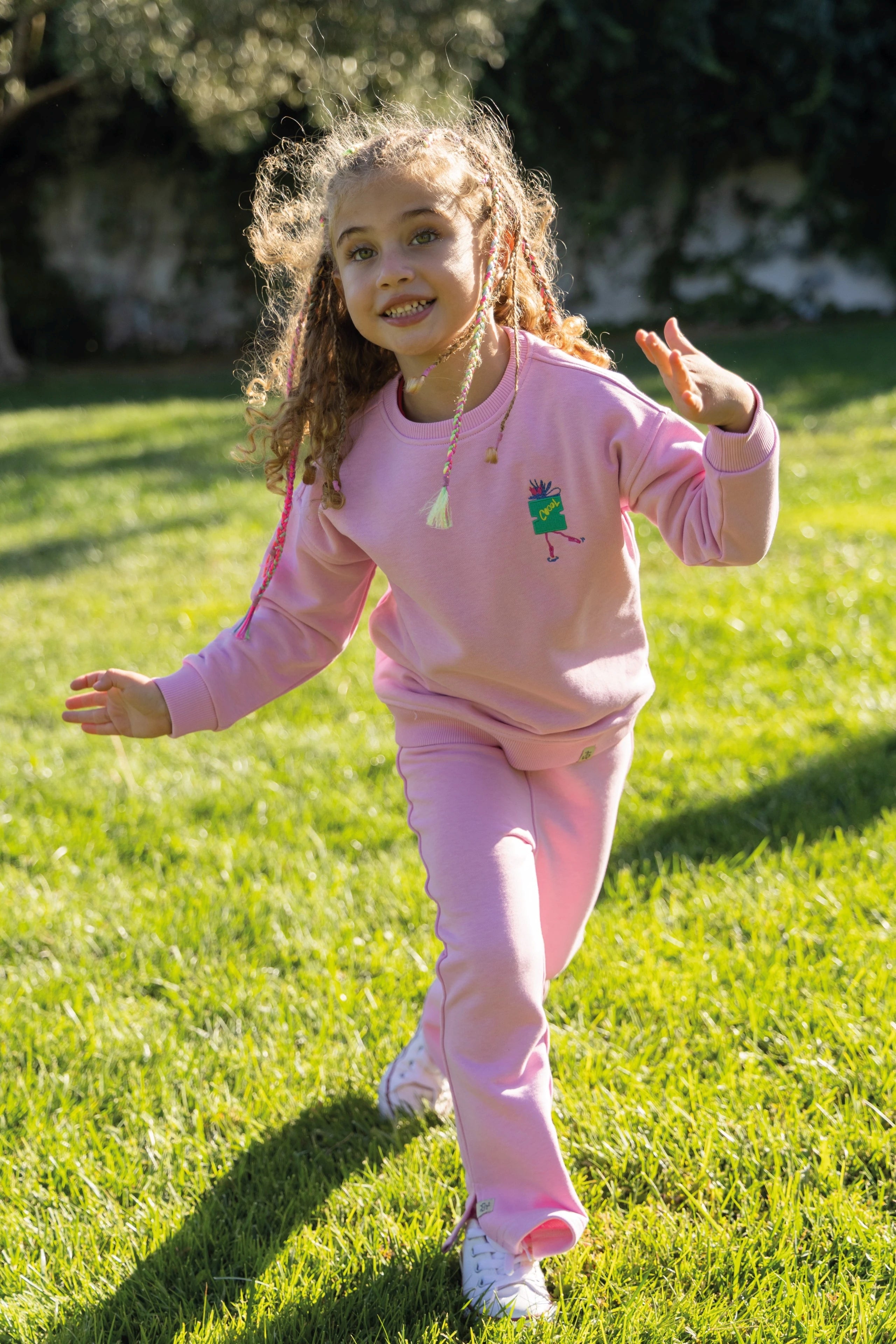 “Cool Ballerinas” %100 Pamuk 3-İplik Pembe Sweatshirt