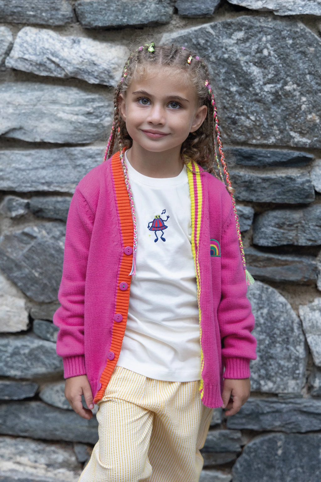 Stripes Triko Ceket – Pembe Çocuk Hırka