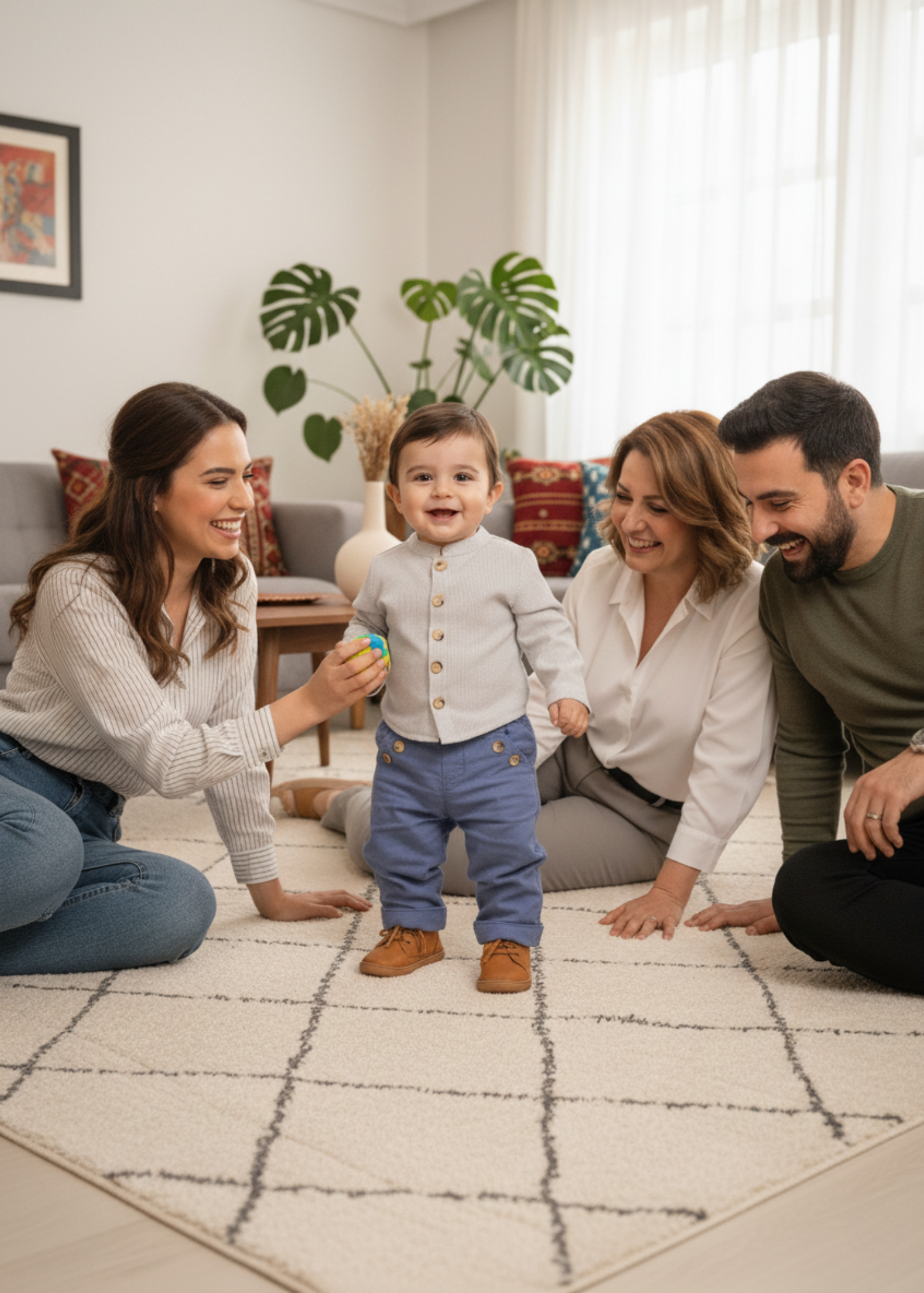 Mavi Erkek Bebek Dokuma Pantolon