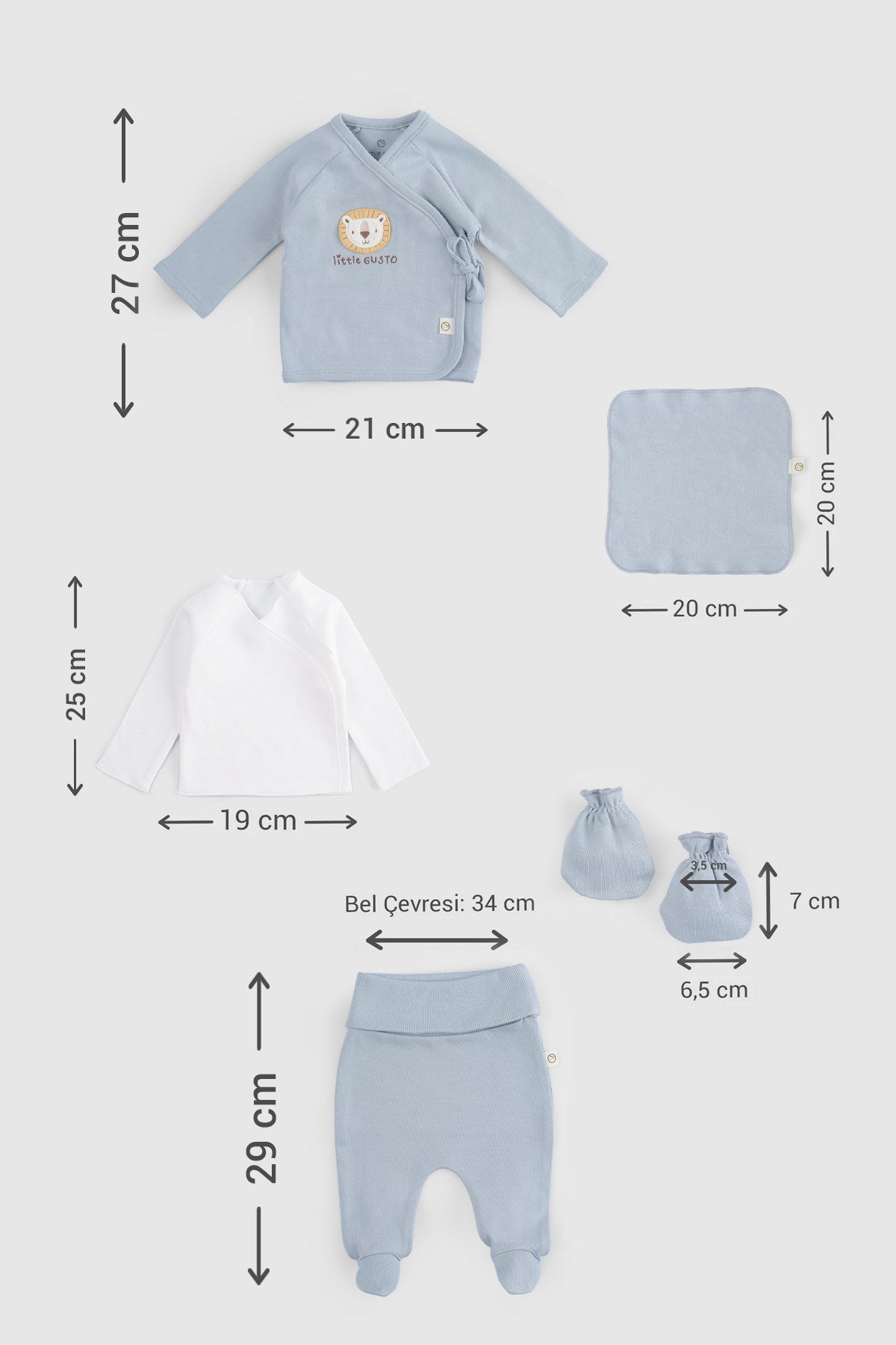 Organik Pamuk 10'lu Mavi Hastane Çıkış Seti - Riki Baby&Kids