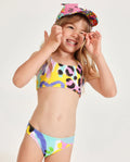 Tuc Tuc Kız Çocuk Çift Taraflı Soyut Desenli Bikini Takımı — Sarı & Multicolor (2-7 Yaş)