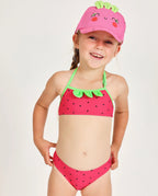 Tuc Tuc Kız Çocuk Çilek Desenli Bikini Takımı — Fuşya Pembe (2-7 Yaş)