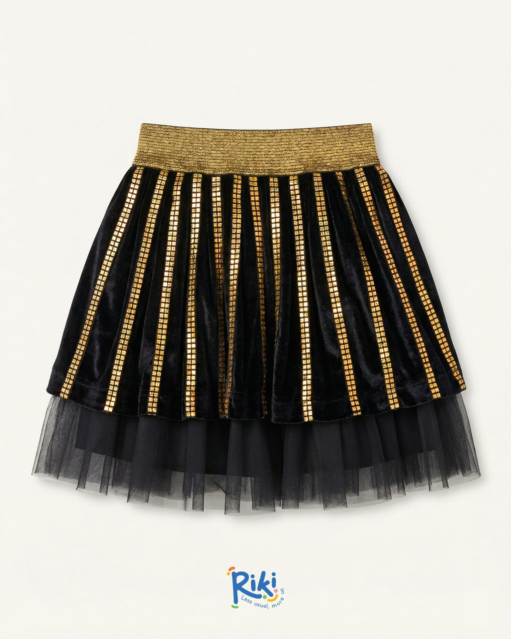 Gold Velvet Shine Skirt – Işıltılı Kadife & Yumuşak Tül Tasarım Özel Dikim Etek