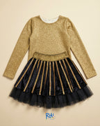 Golden Elegance Bluz – Dokulu Gold Motifli Özel Dikim