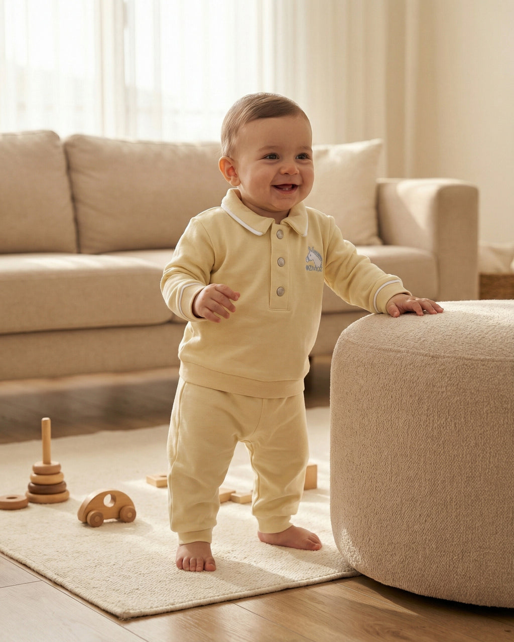 Crystal Baby Organik Pamuk Bebek Pantolonu - Hay Yellow