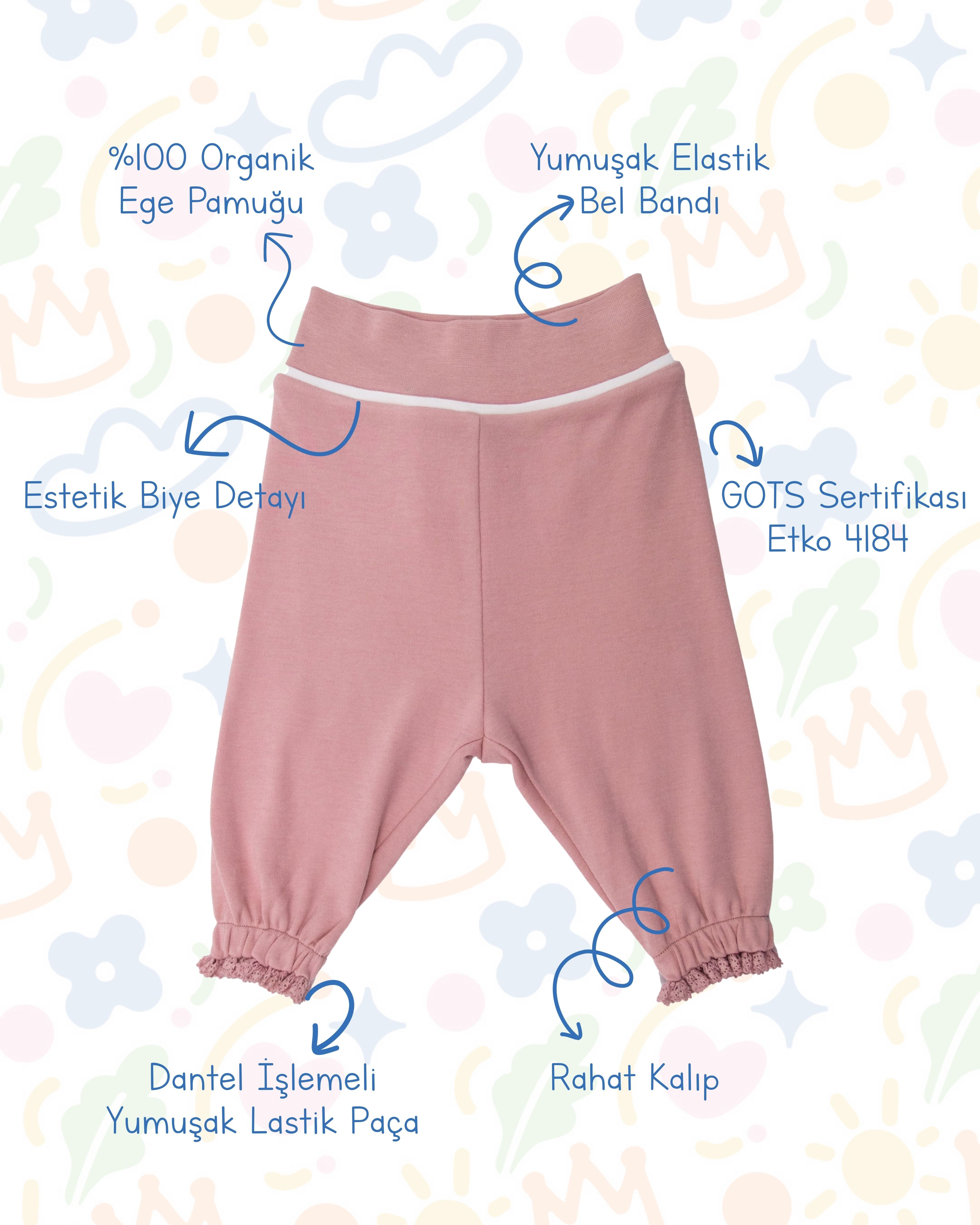 Crystal Baby Organik Pamuk Bebek Pantolonu - Rose Pink