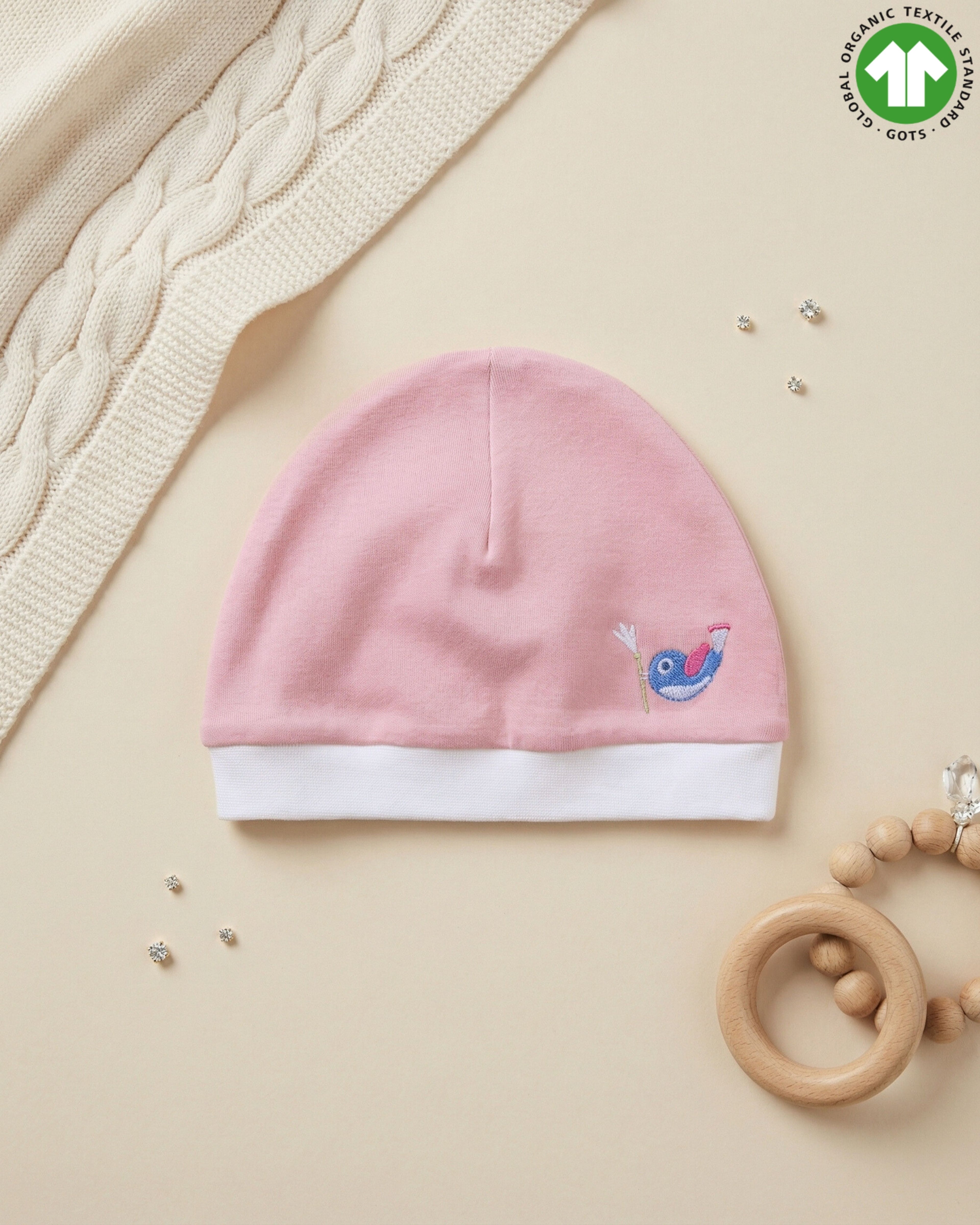 Crystal Baby Organik Pamuk Bere - Rose Pink