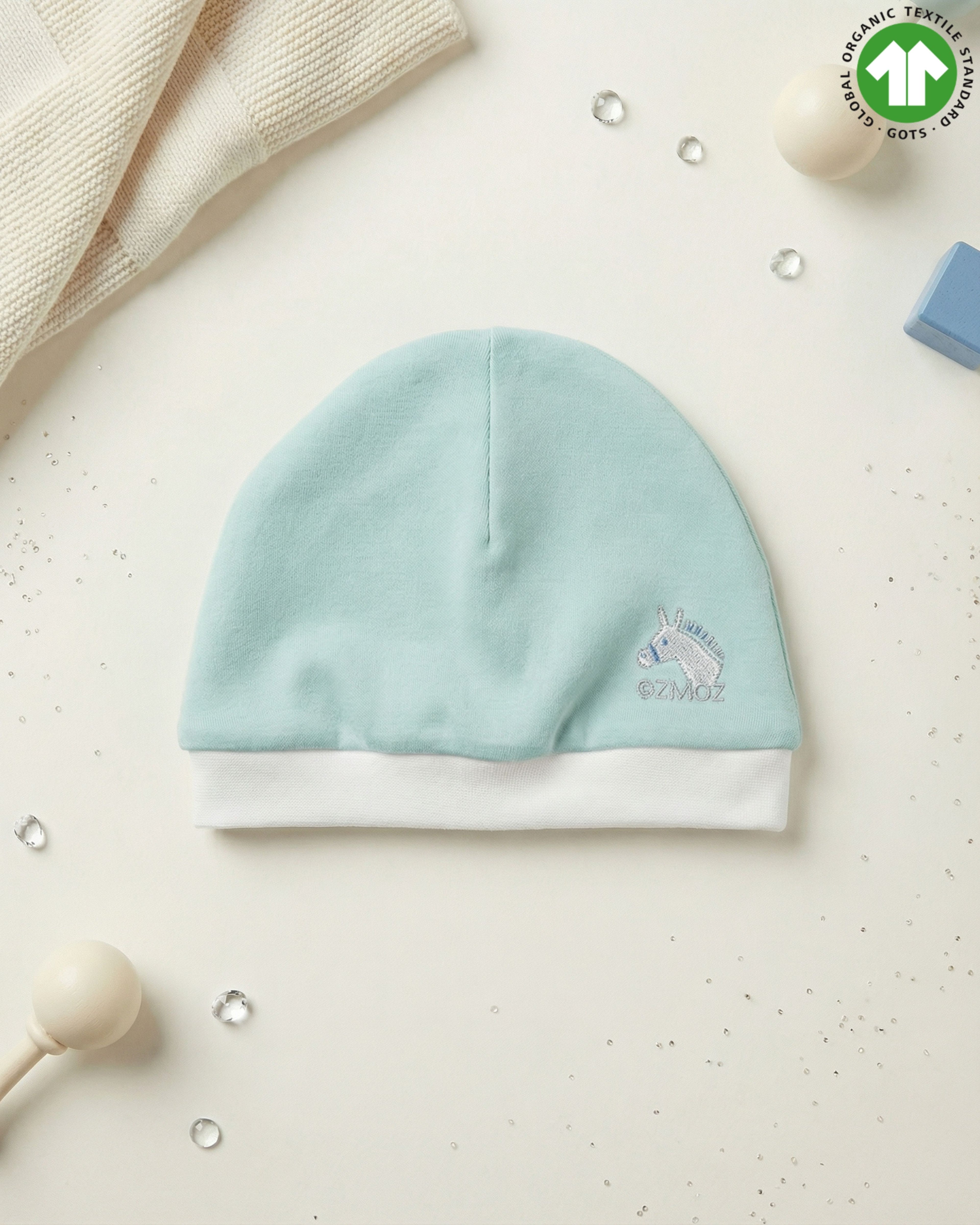 Crystal Baby Organik Pamuk Bere - Eggshell Blue