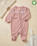 Crystal Baby Organik Pamuk Kendinden Patikli Tulum - Rose Pink