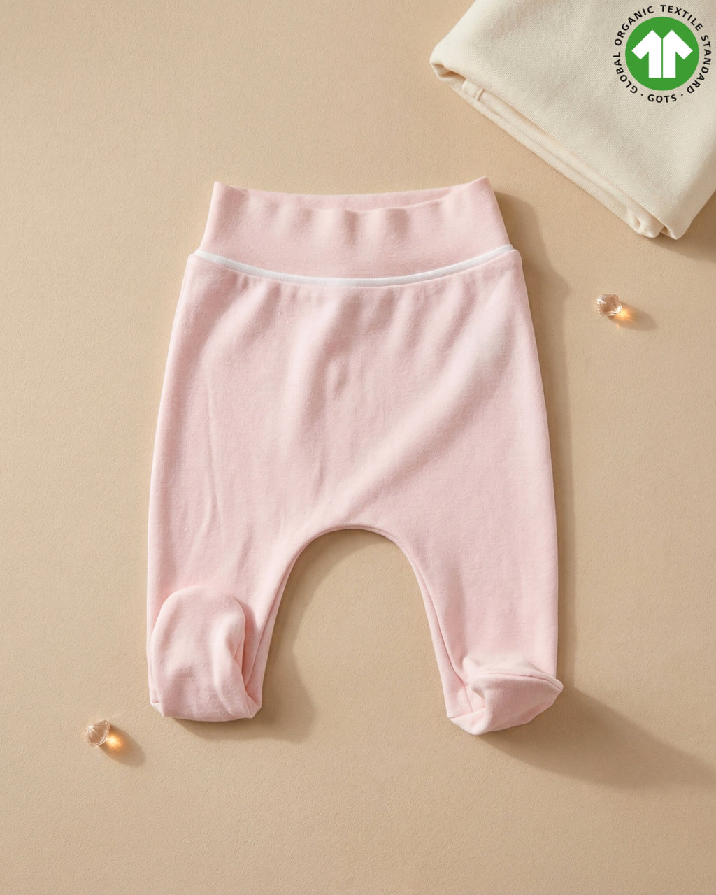 Crystal Baby Organik Pamuk Patikli Bebek Pantolonu - Cloud Pink