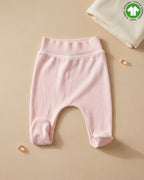 Crystal Baby açık pembe patikli bebek pantolonu, önden görünüm: geniş katlanır bel