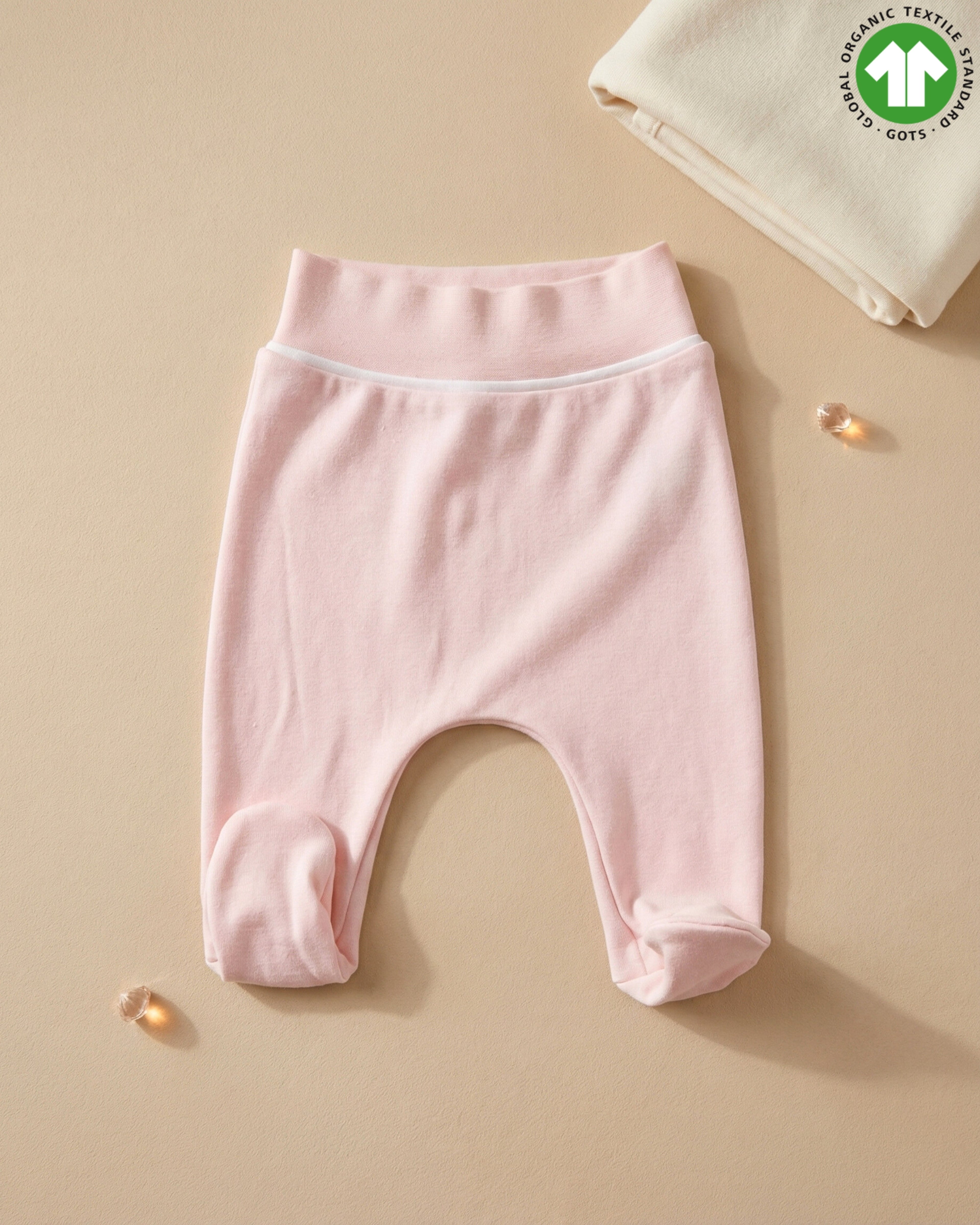 Crystal Baby Organik Pamuk Patikli Bebek Pantolonu - Cloud Pink