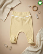 Crystal Baby Organik Pamuk Patikli Bebek Pantolonu - Hay Yellow