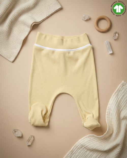 Crystal Baby hay yellow organik pamuk patikli bebek pantolonu, önden görünüm