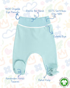 Crystal Baby Organik Pamuk Patikli Bebek Pantolonu - Eggshell Blue
