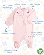 Crystal Baby Organik Pamuk Kendinden Patikli Tulum - Cloud Pink