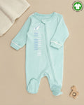 Crystal Baby Organik Pamuk Kendinden Patikli Tulum - Eggshell Blue