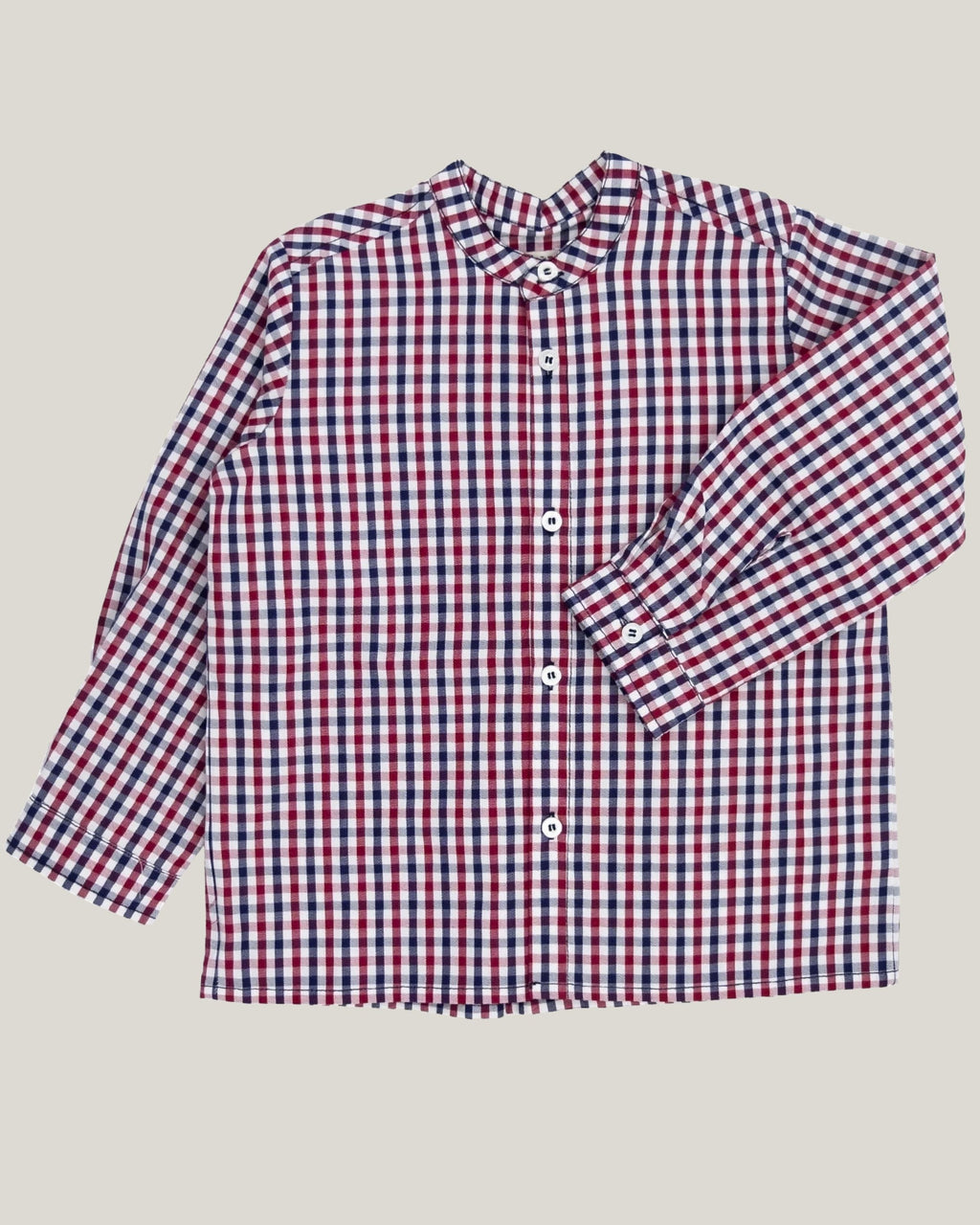 Ekose pamuklu erkek çocuk gömlek flat lay ürün fotoğrafı hakim yaka Ozmoz