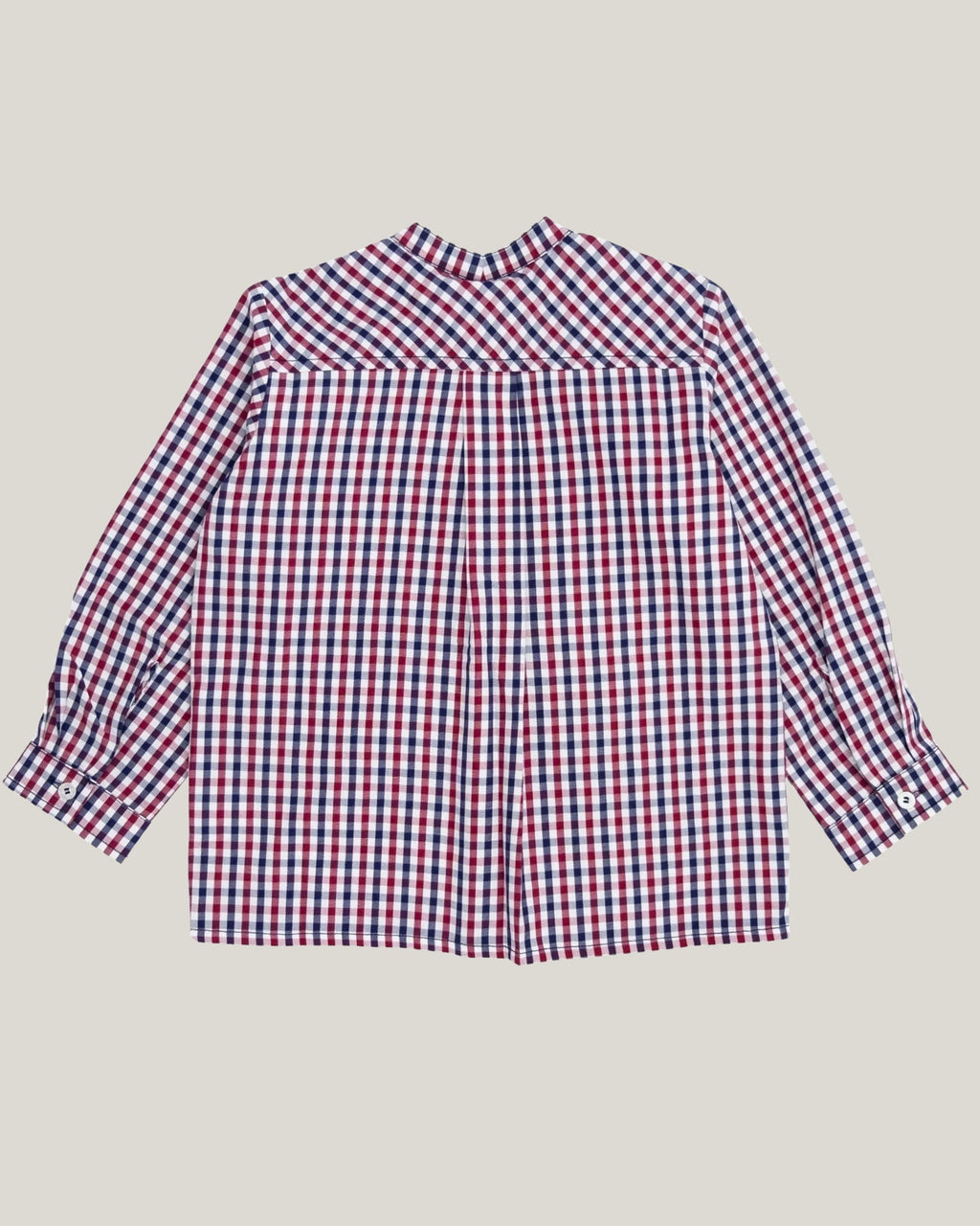 Hakim yaka ekose erkek çocuk gömlek arka görünüm %100 pamuk Ozmoz 4-8 yaş