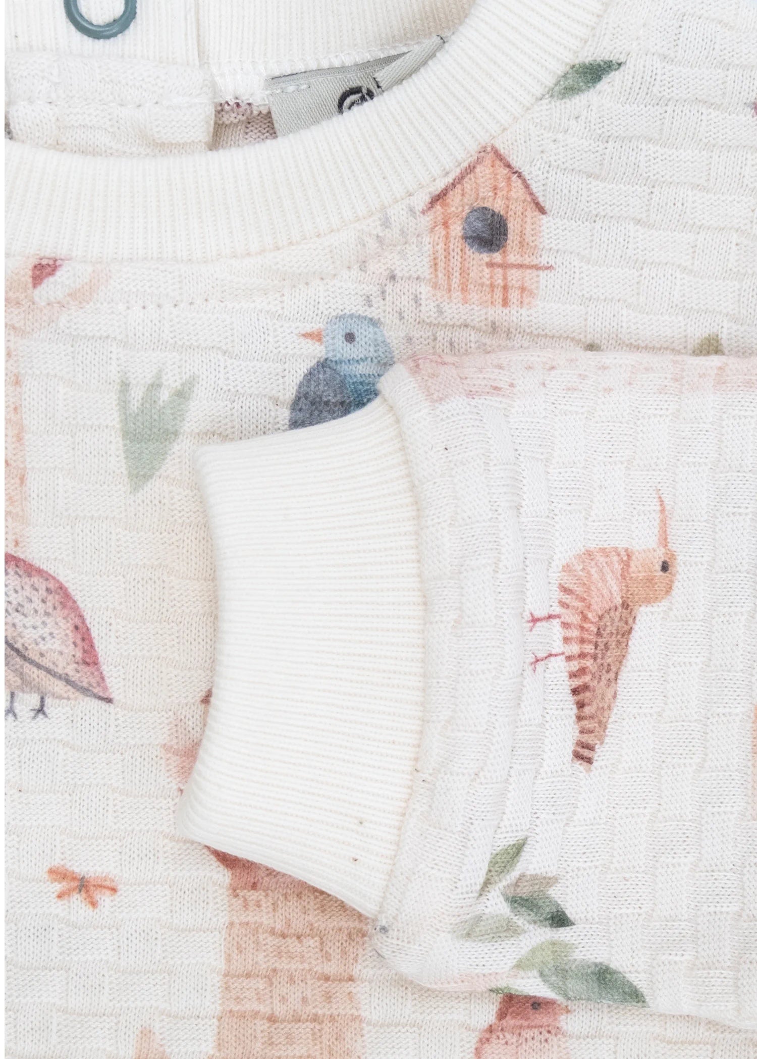 Organik Pamuk Kuş Desenli Bebek Sweatshirt – Özel Sepet Örgü Kumaş