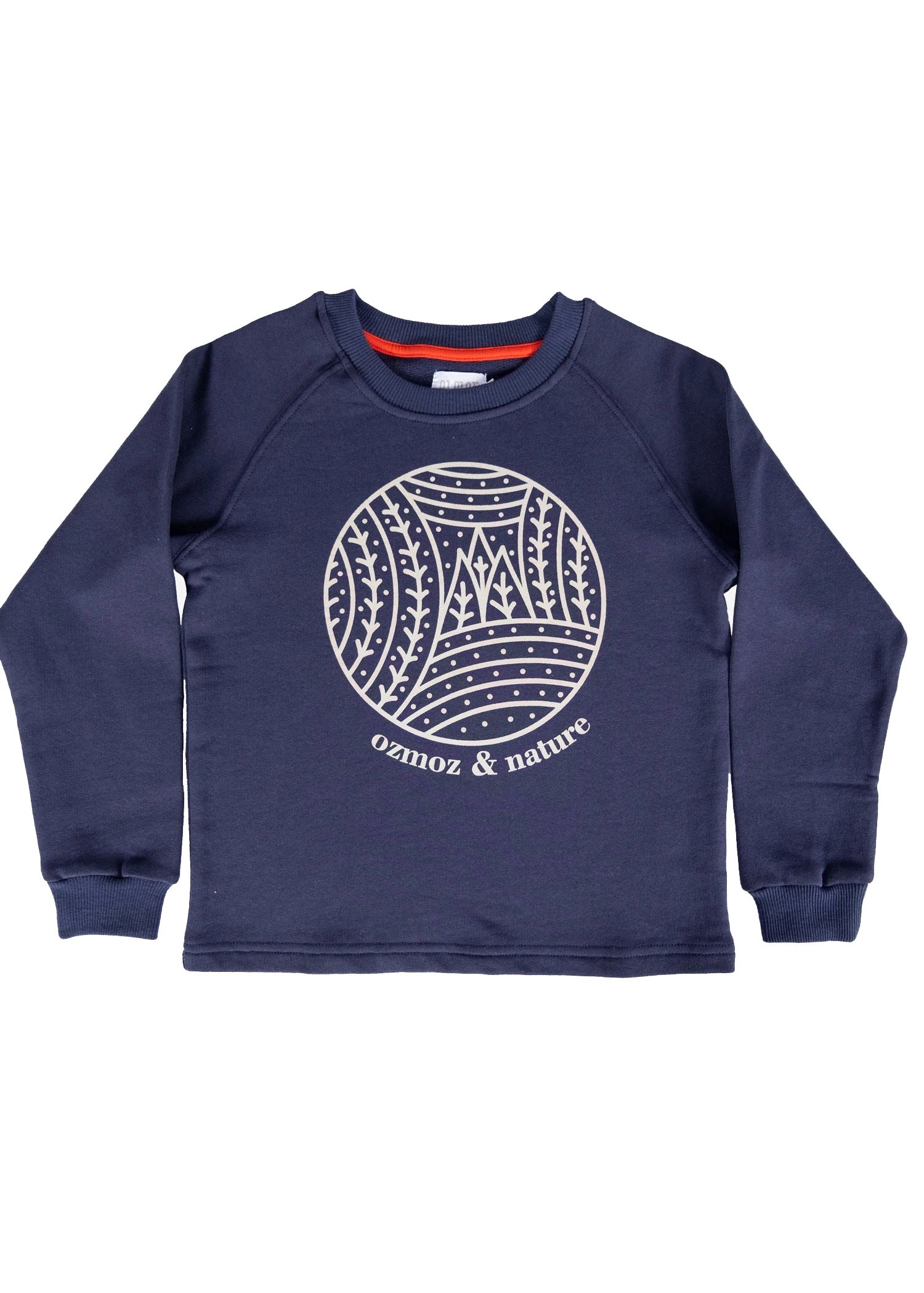 Organik Pamuk Doğa Baskılı Lacivert Erkek Çocuk Sweatshirt