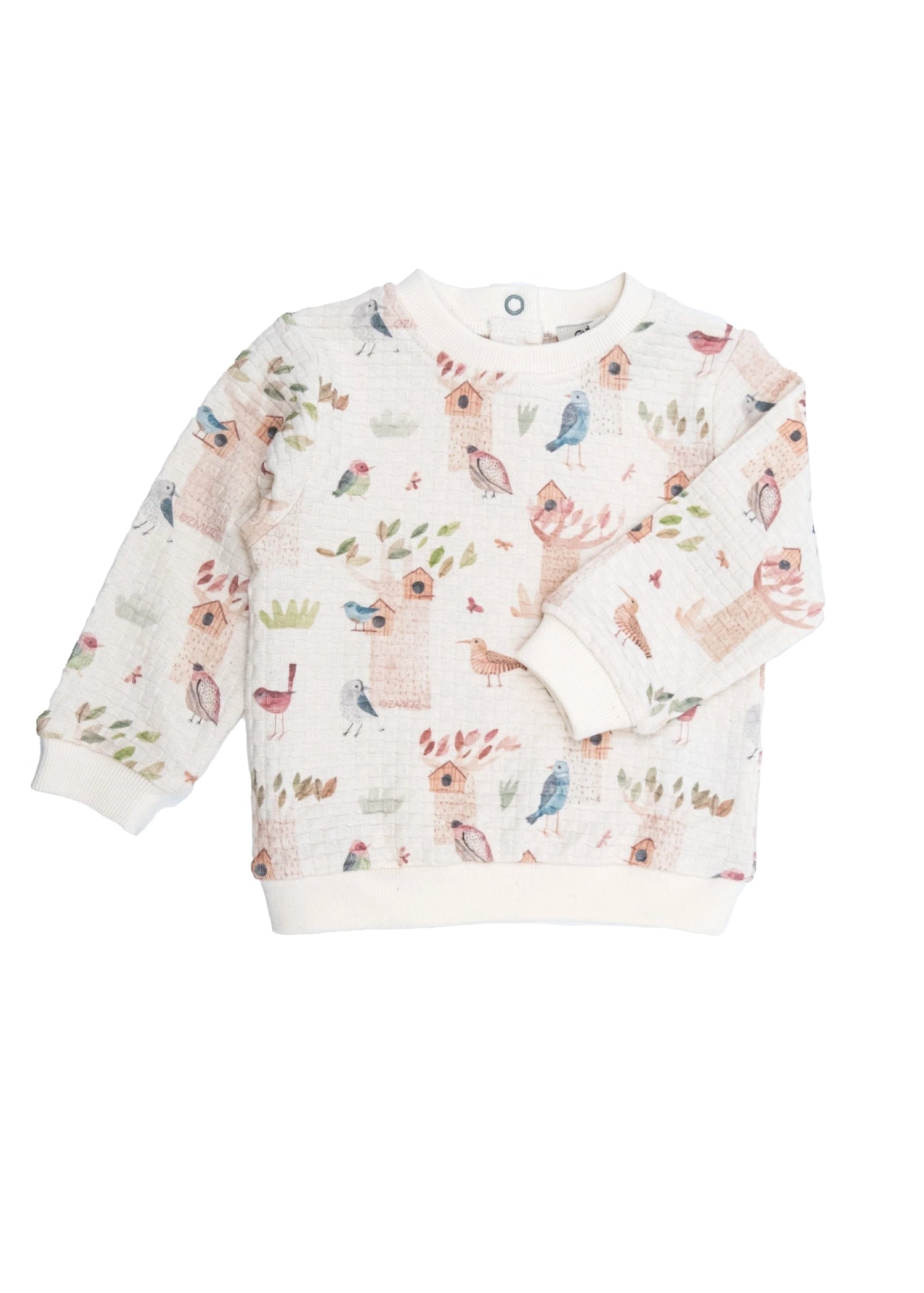 Organik Pamuk Kuş Desenli Bebek Sweatshirt – Özel Sepet Örgü Kumaş